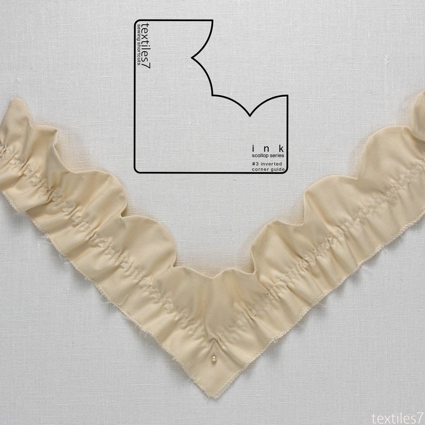 Textiles7 Sewing Shortcuts Ink #3 Inverted Corner gathered trim
