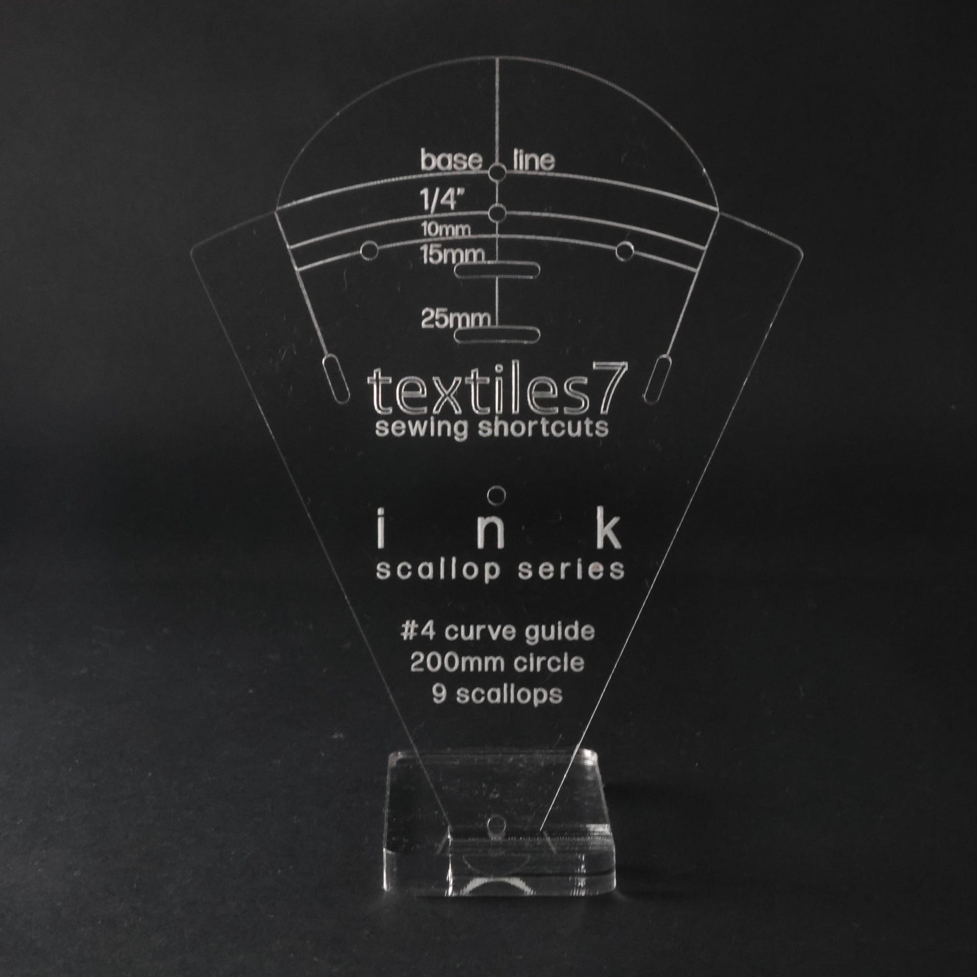 Textiles7 Sewing Shortcuts Ink #4 Curve 200mm front view