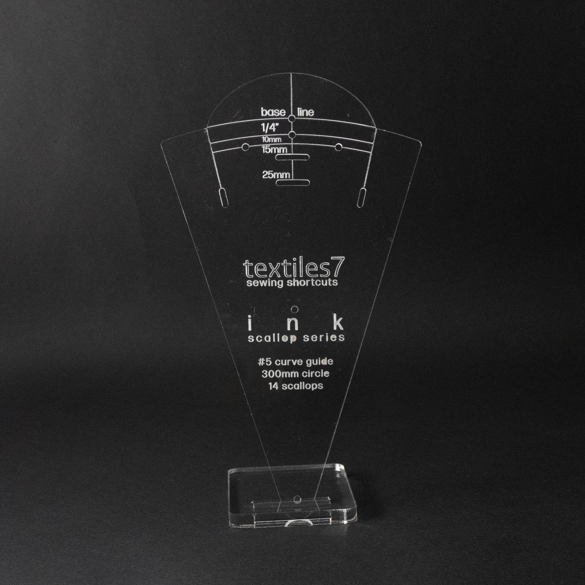 Textiles7 Sewing Shortcuts Ink #5 Curve 300mm front view