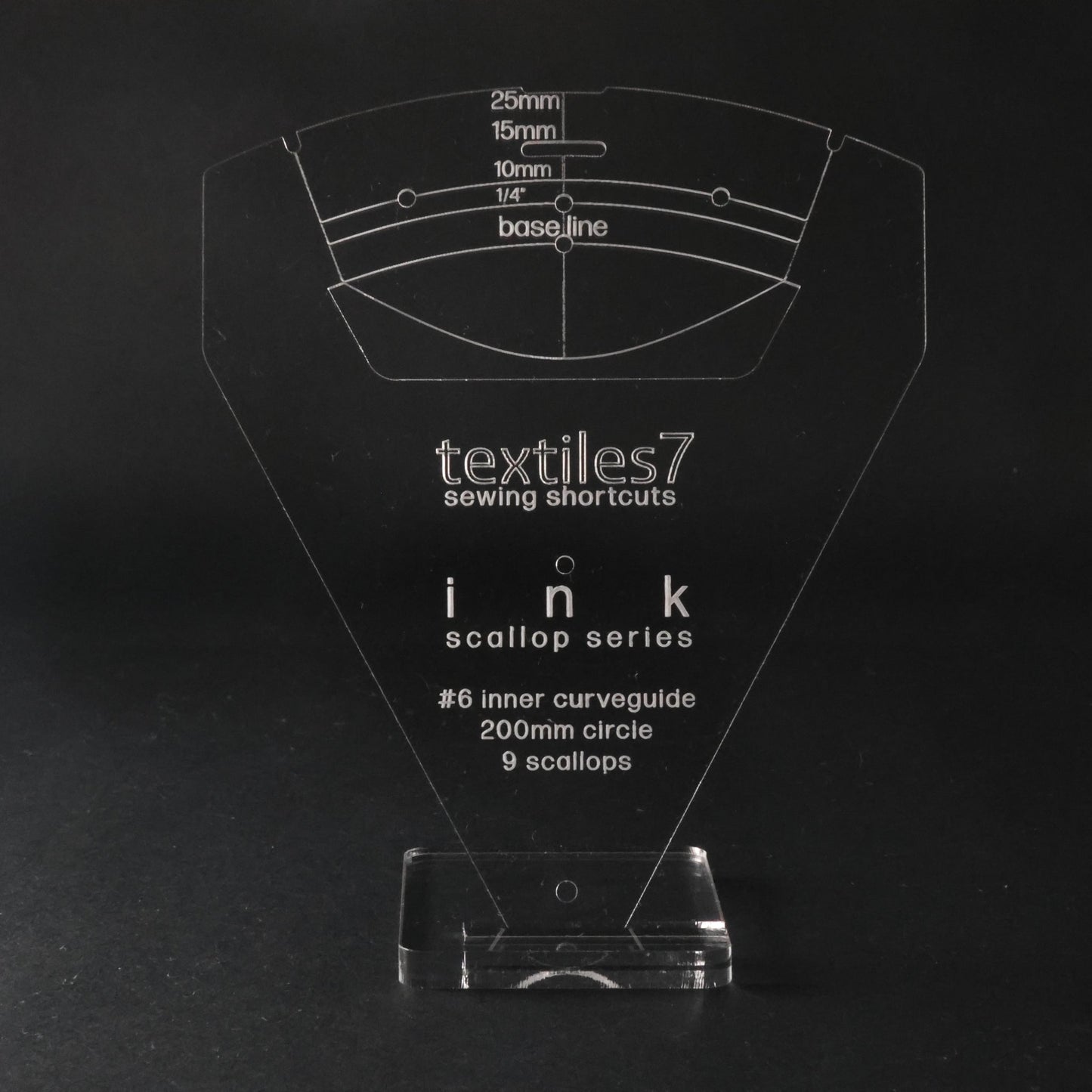 Textiles7 Sewing Shortcuts Ink #6 Inner Curve 200mm front view