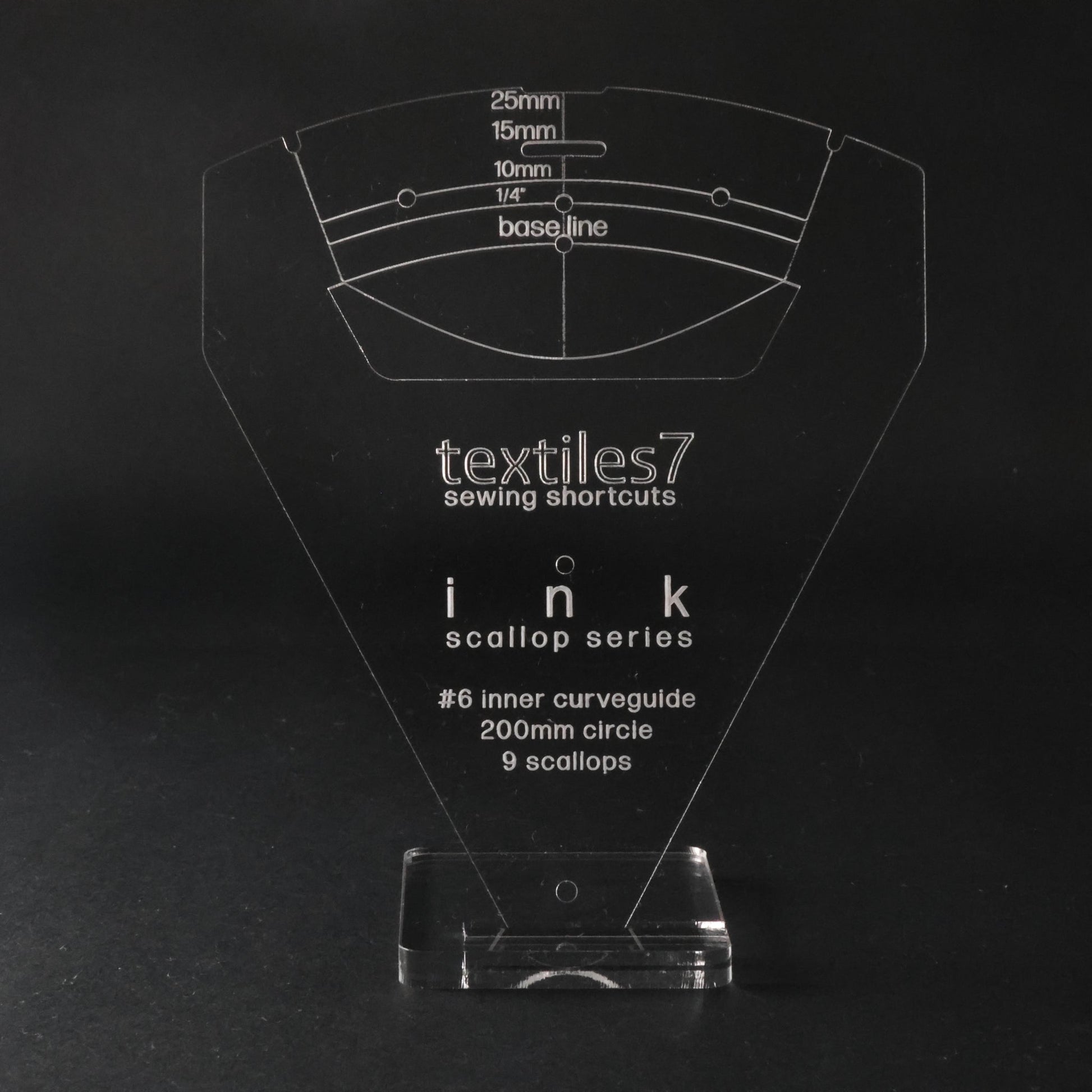 Textiles7 Sewing Shortcuts Ink #6 Inner Curve 200mm front view