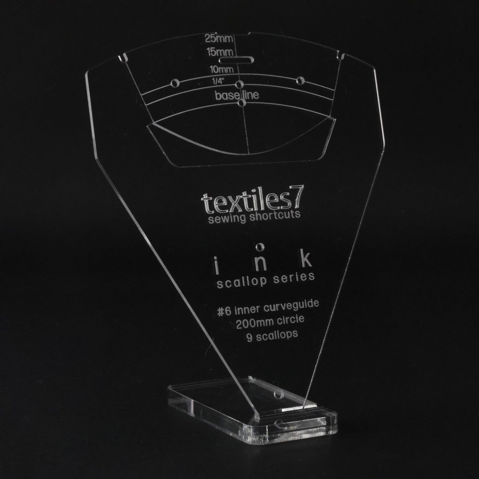 Textiles7 Sewing Shortcuts Ink #6 Inner Curve 200mm close up