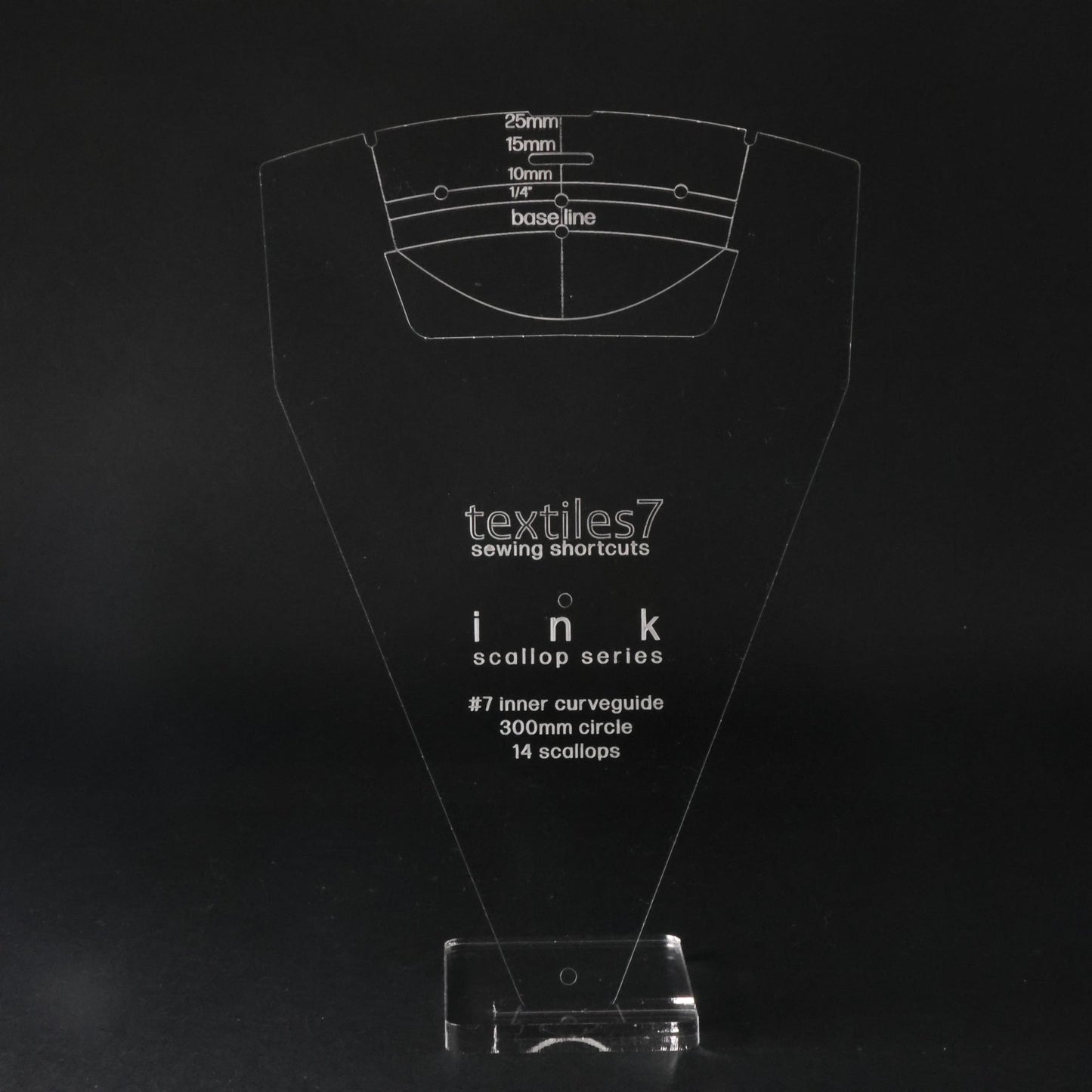 Textiles7 Sewing Shortcuts Ink #7 Inner Curve 300mm front view