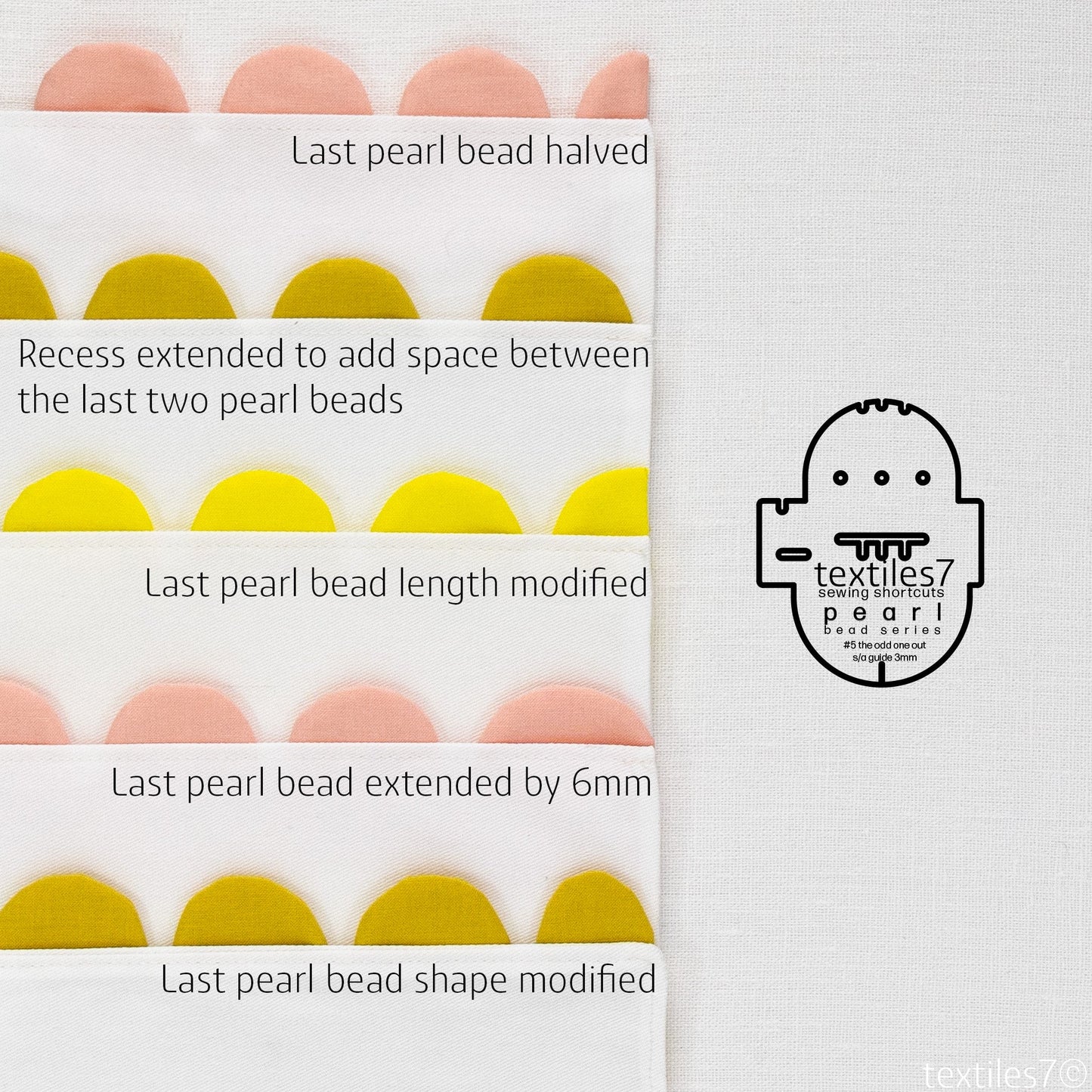 Textiles7 Sewing Shortcuts Pearl #5 The Odd One Out trim variations